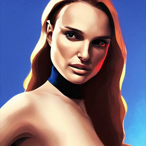 Image similar to Natalie Portman as a Bond girl, artstation, Joe Jusko, digital art