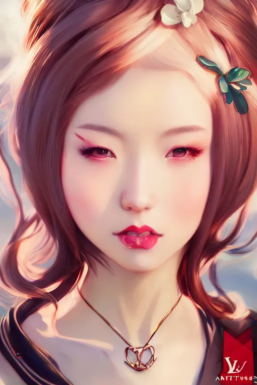 Image similar to a pin up and beautiful fashion charming dreamlke japan girl with lv jewelry, character art, art by artgerm lau and wlop and and ilya kuvshinov and john singer sargent, hyperdetailed, 8 k realistic, symmetrical, frostbite 3 engine, cryengine, dof, trending on artstation, digital art