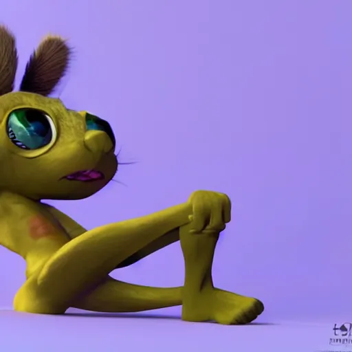 Prompt: a cartoon character with big eyes and legs, a 3 d render by grillo demo, zbrush central contest winner, furry art, rendered in maya, rendered in cinema 4 d, behance hd