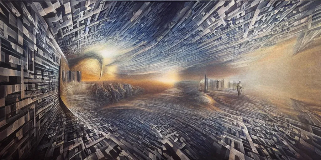 Image similar to the infinite hotel, Mind-Blowing Illusion Painting by Tomek Sętowski