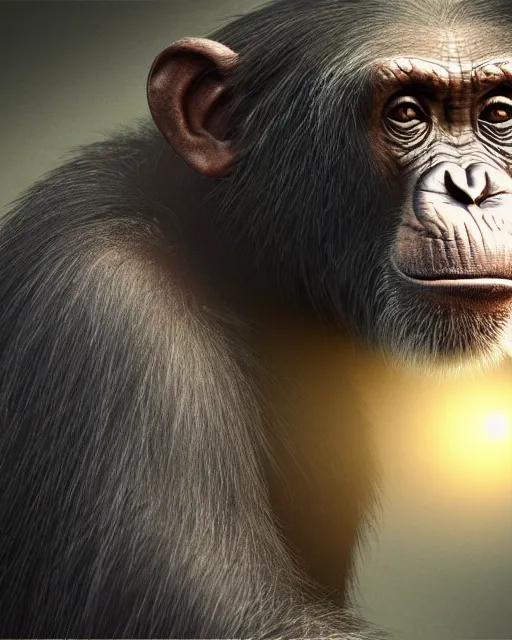 Prompt: very detailed high resolution illustration of a mystical chimpanzee, backlit, stars, 3 d, 8 k, extremely detailed, artstation, award winning