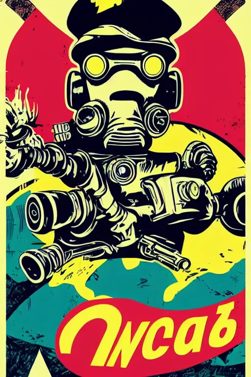 Image similar to fallout 7 6 retro futurist illustration art by butcher billy, sticker, colorful, illustration, highly detailed, simple, smooth and clean vector curves, no jagged lines, vector art, smooth andy warhol style