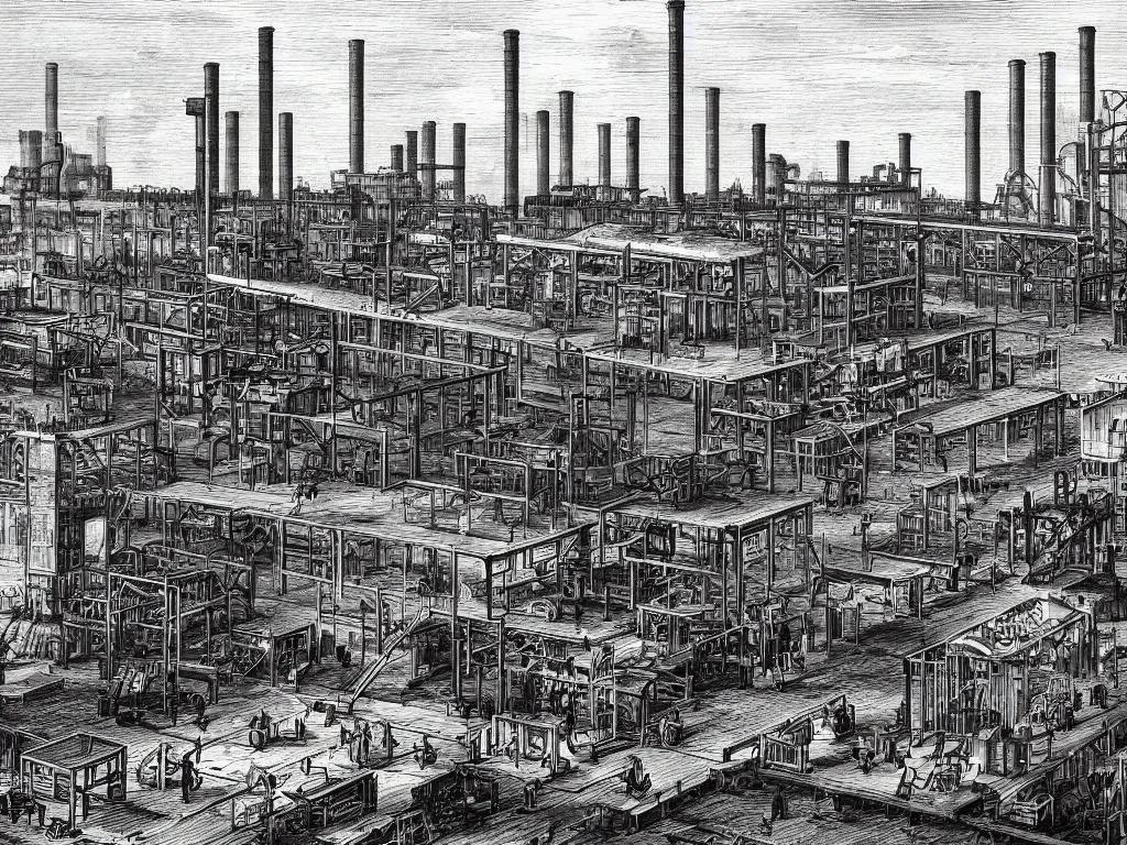 Prompt: industrial revolution, factory