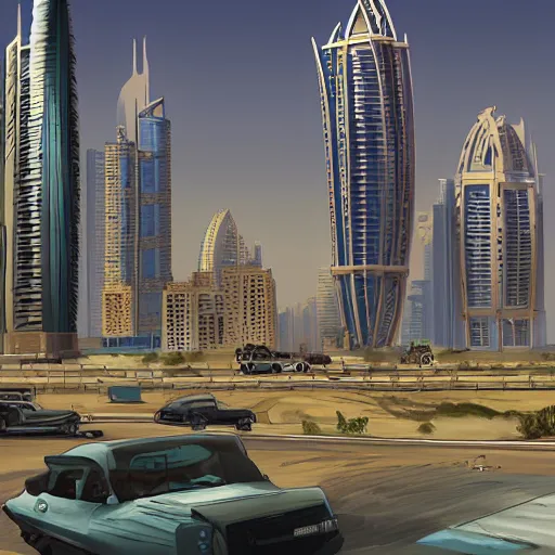 Prompt: gta : dubai, by aramaki shi nji