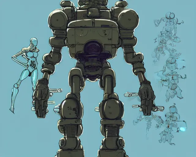 Image similar to a study of cell shaded cartoon of a monk in a mech suit. illustration, wide shot, subtle colors, post grunge, concept art by josan gonzales and wlop, by james jean, victo ngai, david rubin, mike mignola, laurie greasley, highly detailed, sharp focus, alien, trending on artstation, hq, deviantart, art by artgem