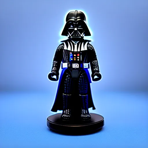 Image similar to darth vader wearing a blue crown , toy , mini figure , 4k , HD