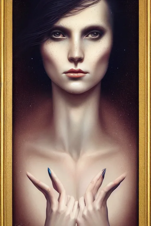 Image similar to portrait of a young woman, neo - surrealism, by tom bagshaw and anna dittman, portrait, 2 4 mm lens, golden ratio composition, detailed face, studio photography, very detailed, abstract expressionism, 8 k, highly coherent