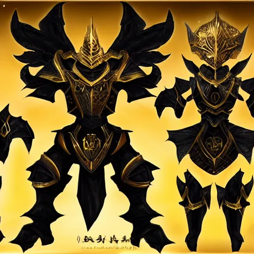 Image similar to dragon warrior black and gold armor, honorable, cute, chibi