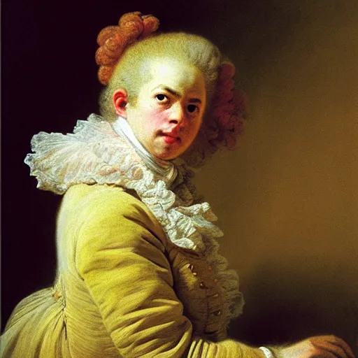 Prompt: a portrait a very ordinary person, by Jean-Honoré Fragonard, baroque, scene, anatomically correct, beautiful perfect face, sharp focus, Highly Detailed