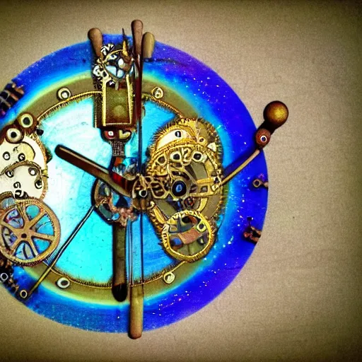 Image similar to steampunk clockwork dragonfly carrying prismatic orbs on it's back