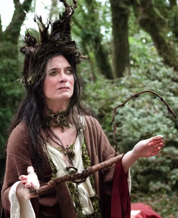 Image similar to a pagan female sorcerer performing a fertility ritual