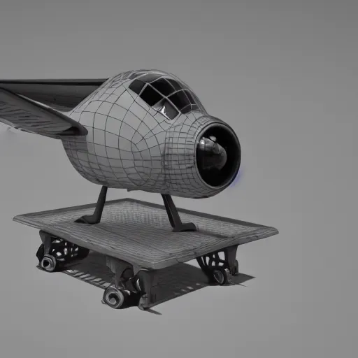 Image similar to An airplane with mechanical gyroscope and a train crashes into the back of it, vray maya 3D render still