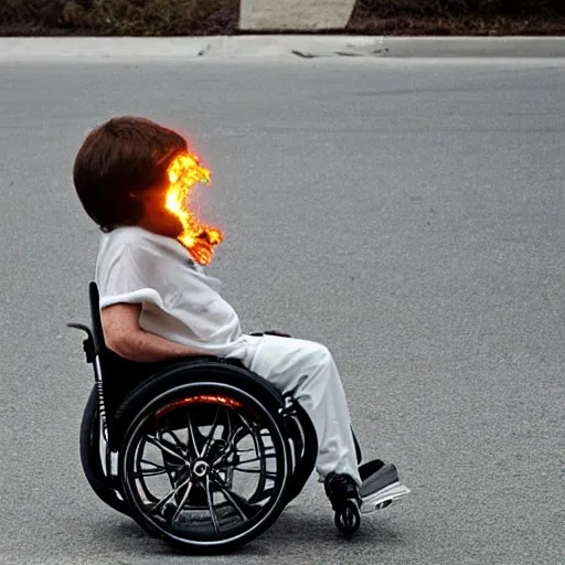 Image similar to ghostrider on the wheelchair,