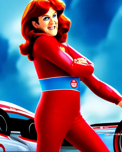 Prompt: wendy thomas, movie still, from the movie speed racer, 8 k, realistic