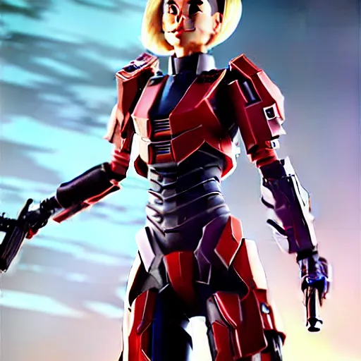 Image similar to A combination of Grace Kelly's and Ada Wong's and Ashley Greene's appearances with blonde hair wearing Forerunner armor from Halo, high tech, action shot, angular, full body portrait, futuristic, dramatic, fantasy, intricate, elegant, highly detailed, artstation, matte, sharp focus, 8K, art by Artgerm and Greg Rutkowski and Alphonse Mucha