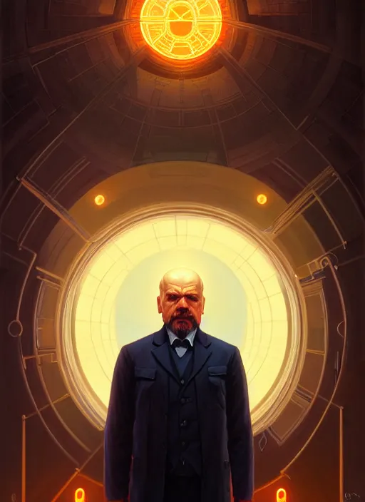 Image similar to symmetry!! portrait of lenin male, chemisty, sci - fi, glowing lights!! intricate, elegant, highly detailed, digital painting, artstation, concept art, smooth, sharp focus, illustration, art by artgerm and greg rutkowski and alphonse mucha, 8 k