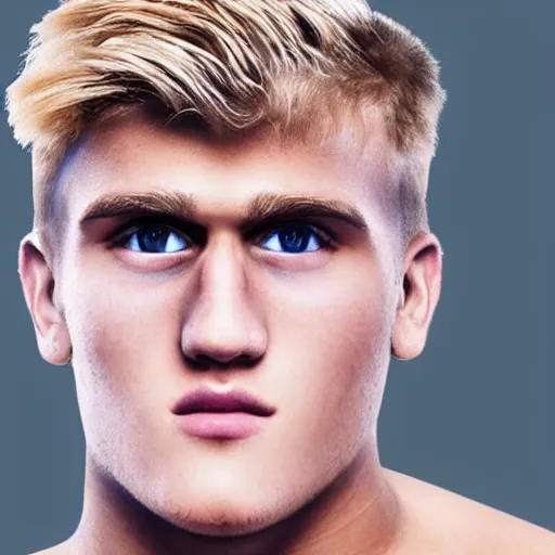 Prompt: a realistic detailed photo of boxer & youtuber jake paul as a humanoid robot, blank stare, shiny skin