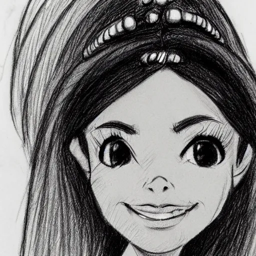 Image similar to milt kahl sketch of a cuban girl who looks like a squirrel as princess padme in star wars episode 3