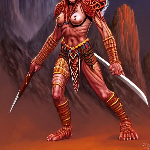 Prompt: A Yautja Warrior. dungeons and dragons style. highly detailed, digital painting, artstation, concept art, sharp focus, illustration, art by Josh kirby and John romita jr and moebius