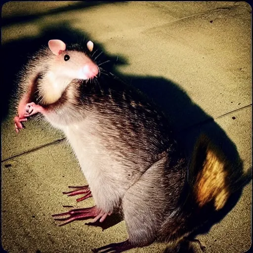Prompt: “ giant hissing opossum terrorizing los angeles ”