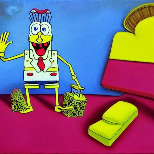 Prompt: a surreal painting of spongebob squarepants by salvador dali, finely detailed