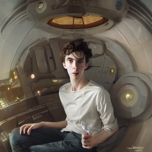 Prompt: a hybrid of benedict cumberbatch and freddie highmore and and timothee chalamet inside the tardis, photo realistic, highly detailed, perfect face, fine details, by ha gyung, zac retz, peter mohrbacher, kezie demessance, greg rutkowski, alexandros pyromallis