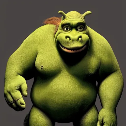 Image similar to big sir monster is a hybrid of shrek, big foot, elephant, and hippo