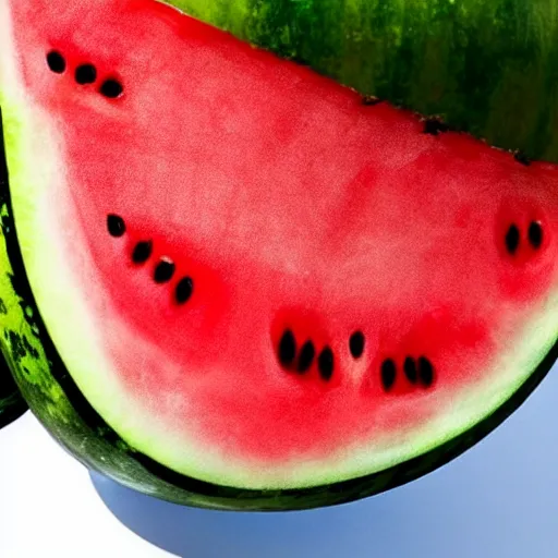 Prompt: a close up of a slice of red water melon with the face of mel gibson