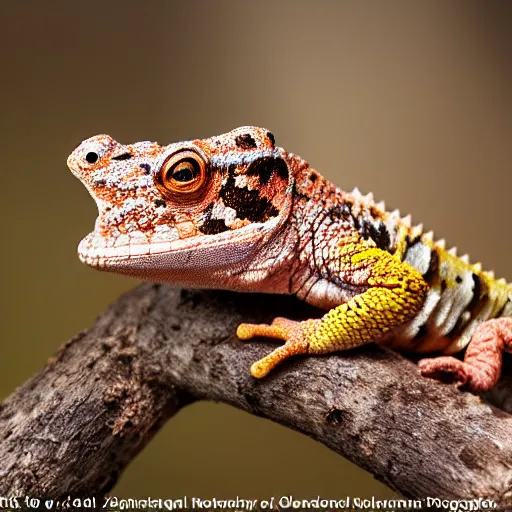 Image similar to An award winning photo of a single Tokay crocodile chameleon, environmental portrait, wildlife photography, National Geographic, 4k