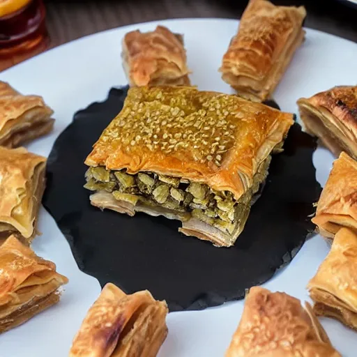 Image similar to baklava wearing a baclava while playing balalaika on black lava