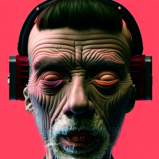 Image similar to Colour Caravaggio style Photography of 1000 years old man with highly detailed 1000 years old face wearing higly detailed cyberpunk VR Headset designed by Josan Gonzalez Many details. . In style of Josan Gonzalez and Mike Winkelmann andgreg rutkowski and alphonse muchaand Caspar David Friedrich and Stephen Hickman and James Gurney and Hiromasa Ogura. Rendered in Blender