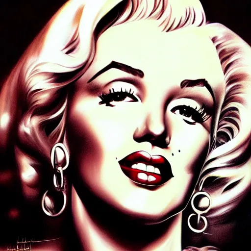 Prompt: pencil art, detailed portrait of marilyn monroe, intricate, hyper detailed, realistic, oil painting, by julie bell, frank frazetta, cinematic lighting