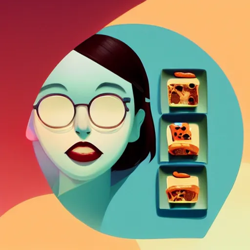 Image similar to face icon stylized minimalist breakfast at tiffany's, loftis, cory behance hd by jesper ejsing, by rhads, makoto shinkai and lois van baarle, ilya kuvshinov, rossdraws global illumination