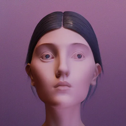 Prompt: a young beautiful woman made from marble, face in the style of constantin brancusi : 5, wes anderson background, casual modern clothing, artgem, portrait, boris valejo, kawaii hairstyle, pastel colors, colorful, octane render, digital painting, details, contemporary sculpture, unreal engine, museum piece, dynamic light,
