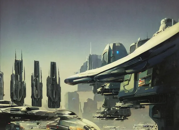 Image similar to ( ( ( ( ( thx 1 1 3 8, logan's run, matte painting, sci - fi illustration, sci - fi environment, painting ) ) ) ) ) by vincent di fate and john berkey and ralph mcquarrie!!!!!!!