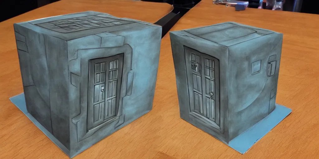 Image similar to the box is bigger on the inside. photorealistic