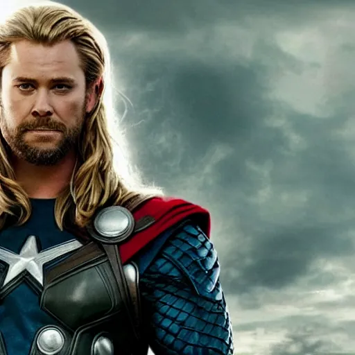 Prompt: Thor use his hammer and smash captain America shield , cinematic, dramatic, FX , hyper real