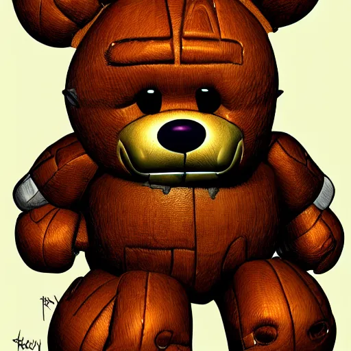 Image similar to Freddy Fazbear, detailed digital art, trending on Artstation