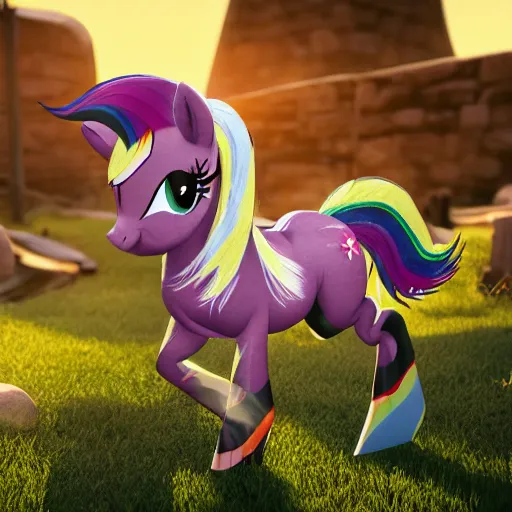 Prompt: my little pony with zebra stripes high quality detailed realistic 3 d render unreal engine 4 k
