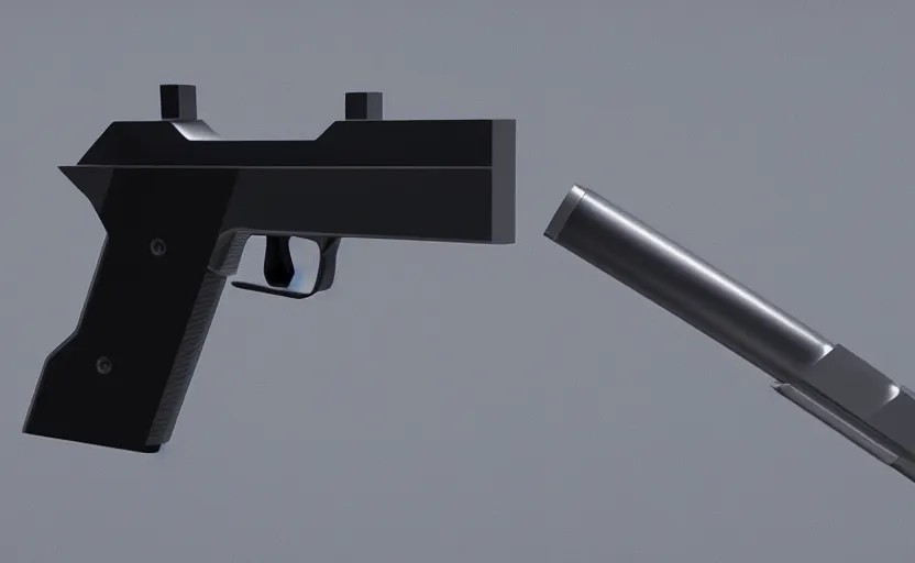 Prompt: minimalist gun inspired by Tesla, studio lighting, octane render
