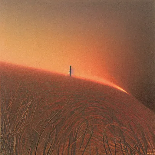 Image similar to cannon firing by Zdzisław Beksiński, oil on canvas