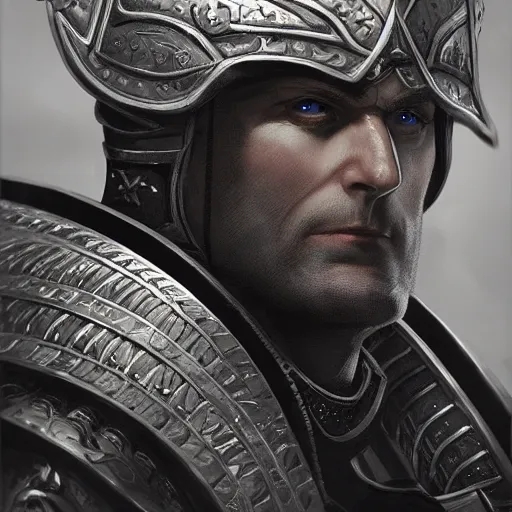 Image similar to close up portrait of emperor karl franz in renaissance armor, by cedric peyravernay and feng zhu, highly detailed, excellent composition, cinematic concept art, dramatic lighting, trending on artstation