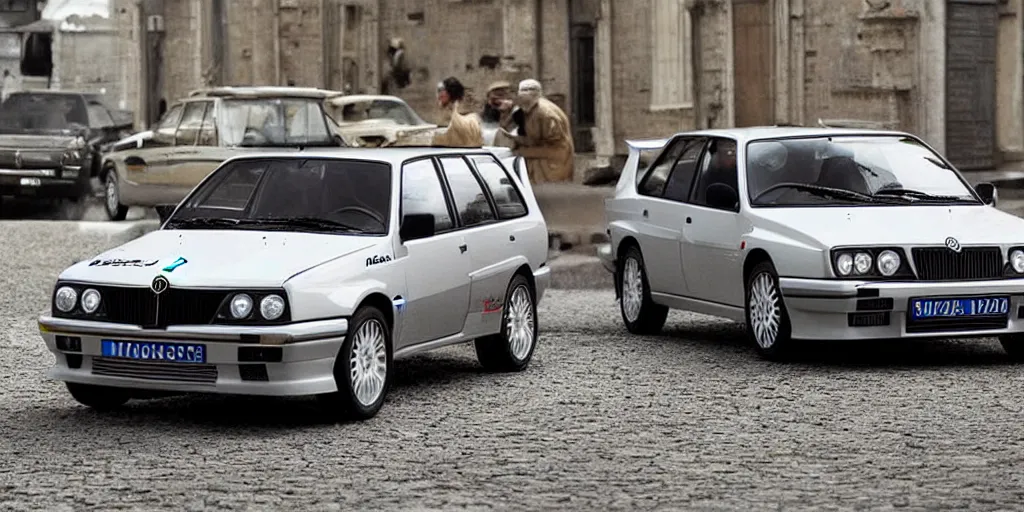 Image similar to “Lancia delta intégrale if it were made in the 2010s, highly detailed, 4K”