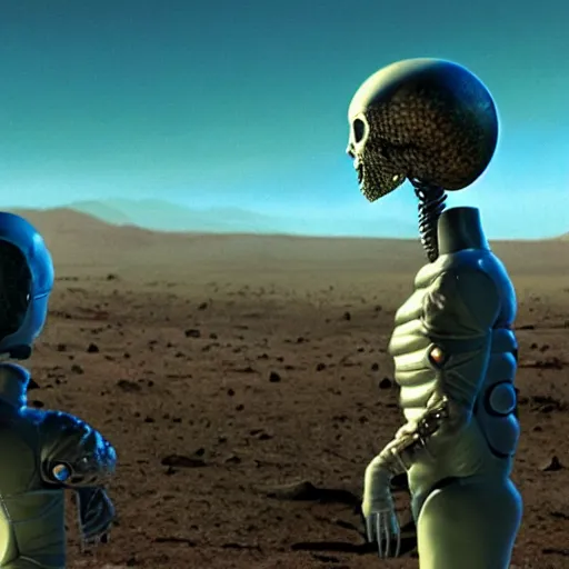 Image similar to film still of mars attacks movie scene ultrarealism surreal