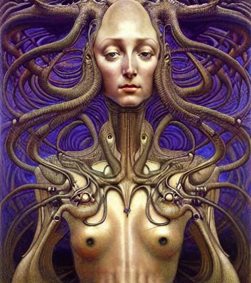 Prompt: detailed realistic beautiful young cher alien robot as queen of mars portrait by jean delville, gustave dore and marco mazzoni, art nouveau, symbolist, visionary, fractal, baroque. horizontal symmetry by zdzisław beksinski, iris van herpen, raymond swanland and alphonse mucha. highly detailed, hyper - real, beautiful