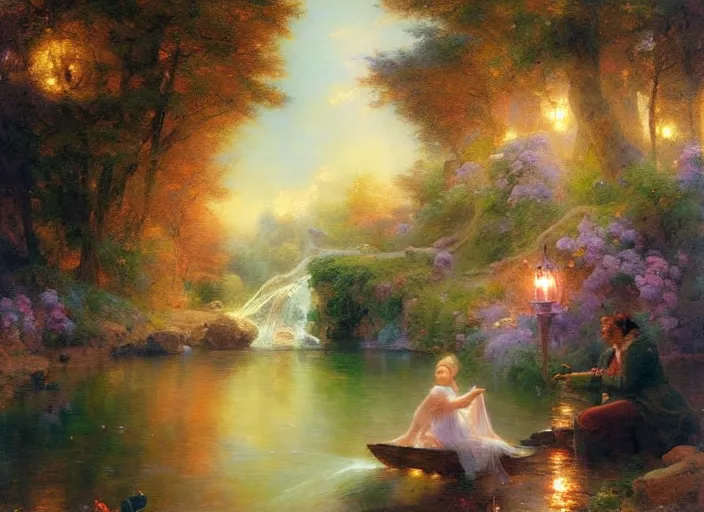 Prompt: river portal into the stars by vladimir volegov and alexander averin and delphin enjolras and daniel f. gerhartz and pierre auguste cot