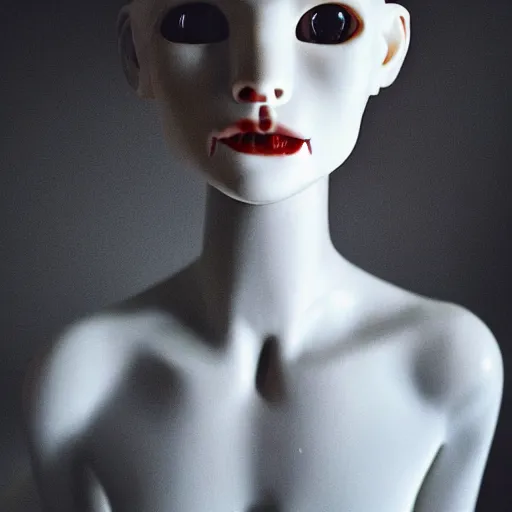 Prompt: A lightly-tanned!!!!! mannequin-esque figure with white-glowing!!!!! eyes, in a dark!!!!! room, staring!!!!! into the camera, creepy atmosphere, eerie art style, photorealistic!!!!! facial features, close-up!!!!!, macro image!!!!!, trending on artstation, 4k, 8k