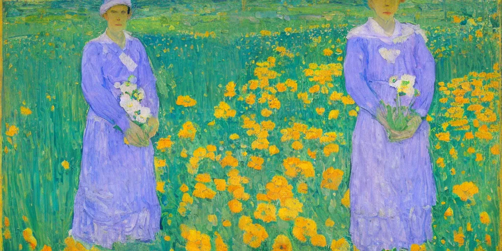 Image similar to woman holding flower artwork by cuno amiet