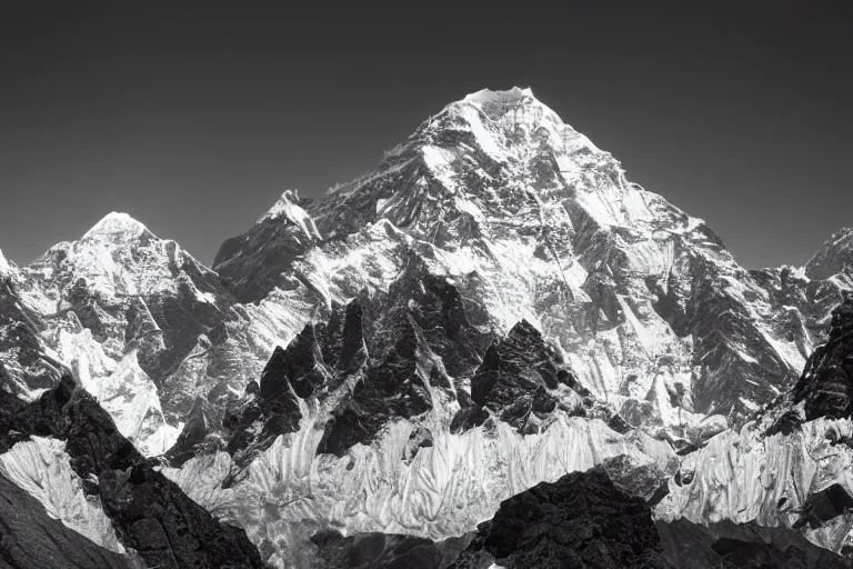 Prompt: amazing landscape photo of Himalayas by Ansel Adams, beautiful, dramatic lighting