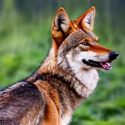 Image similar to professional photograph of a brown red wolf, high quality, hd, 8 k, 4 k, magnificent, award - winning, nature, nature photography, awe - inspiring, highly detailed, amazing